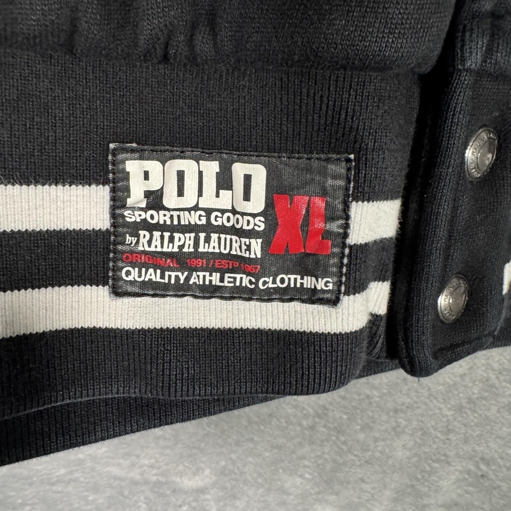 Polo Ralph Lauren Hoodie Mens L Black RL Tigers 1967 Varsity Snap Fleece Jacket - Picture 6 of 11
